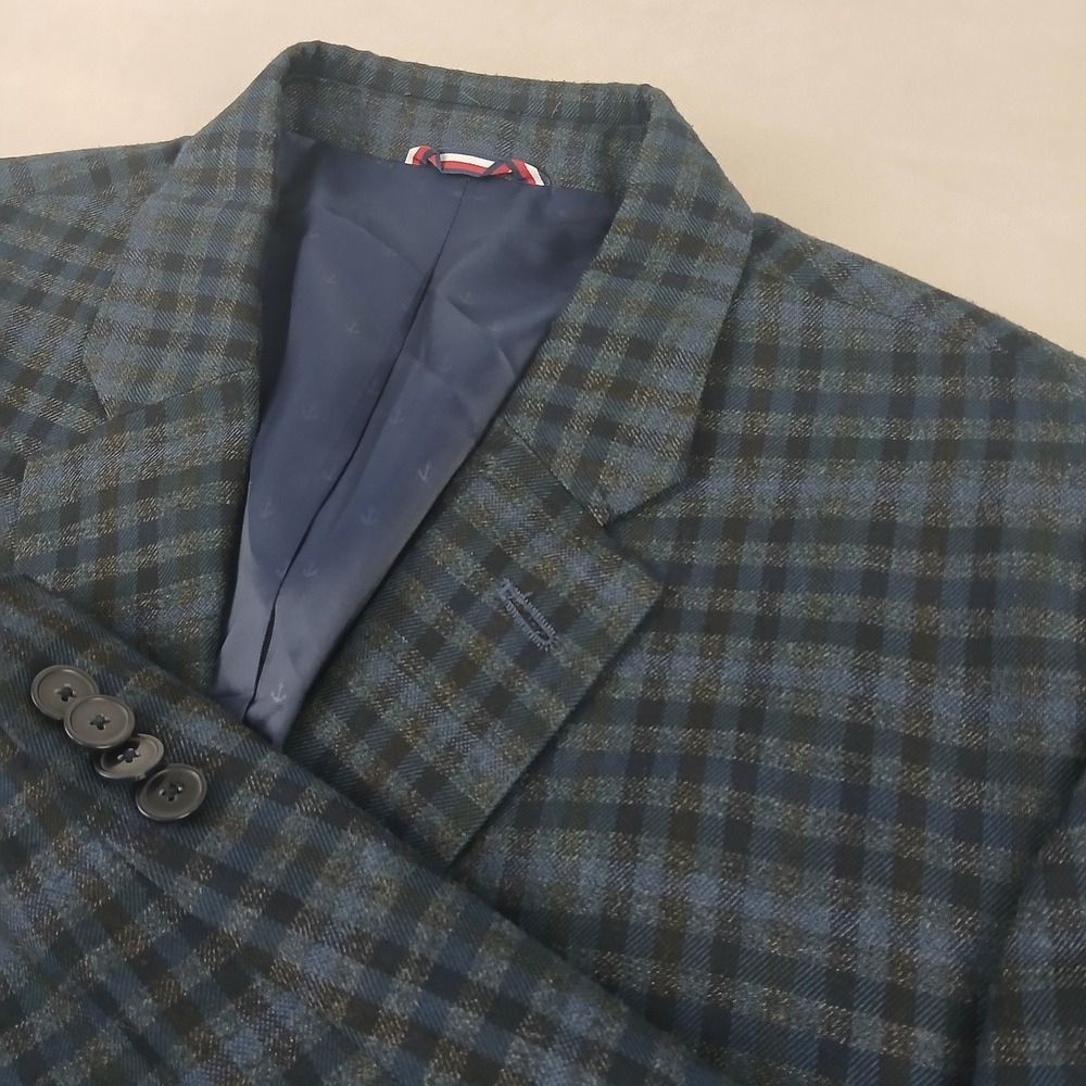 Tommy Hilfiger 44L Mens Blazer Jacket Blue Plaid 22x32